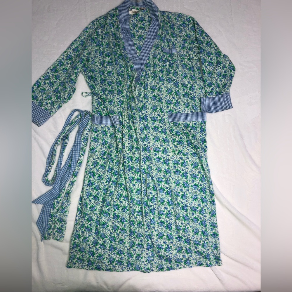 Vintage Victoria’s Secret Blue and Green Floral Cotton Robe